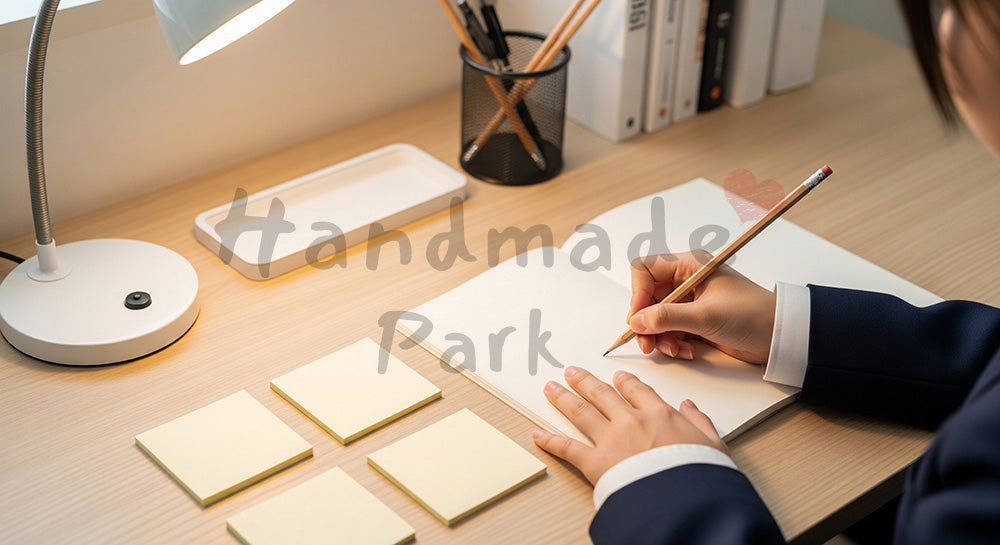 フリー素材 無料 写真|整然とした配置で計画性を可視化する冬の家庭学習のある無地カレンダーに学習計画を書き込む日本人受験生の手元