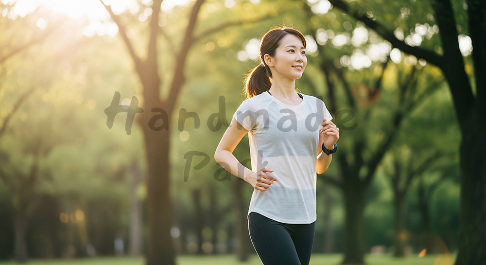 フリー素材 無料 写真|公園でジョギングする日本人女性のヘルシーな日常