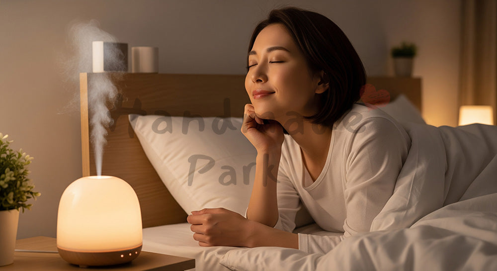 フリー素材 無料 写真|アロマの香りを楽しむ日本人女性のリラックスシーン(表現3)