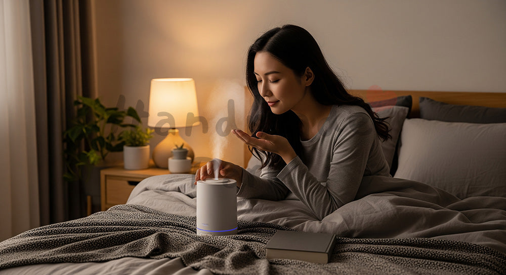 フリー素材 無料 写真|アロマの香りを楽しむ日本人女性のリラックスシーン(表現2)