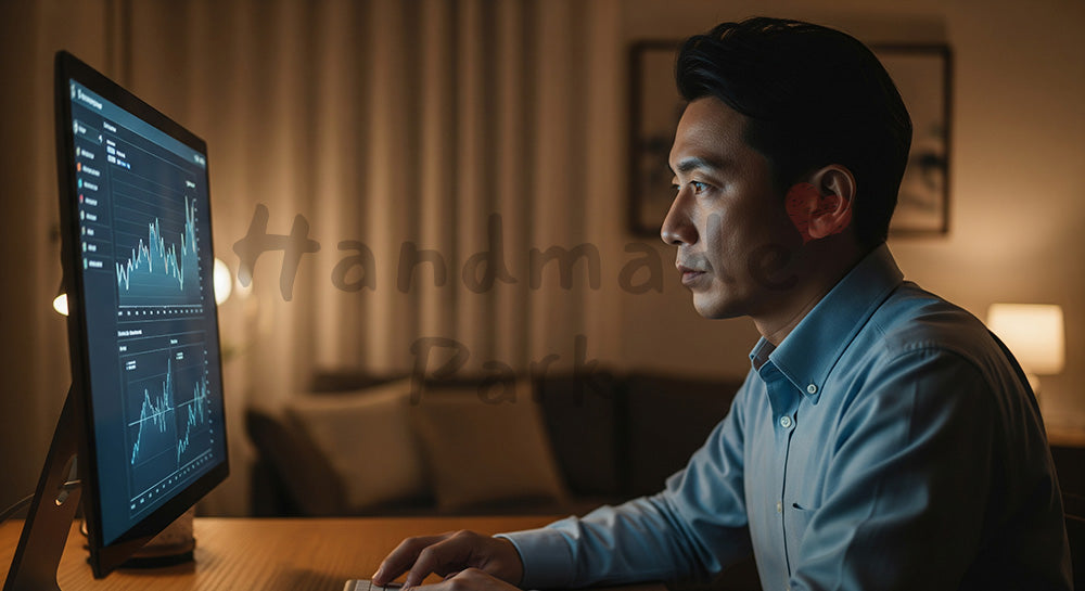フリー素材 無料 写真|投資管理画面を確認する日本人男性の資産運用シーン(表現1)