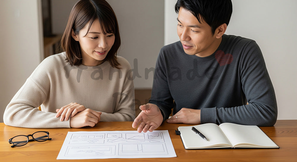 フリー素材 無料 写真|教育費の将来計画を話し合う日本人夫婦(表現3)