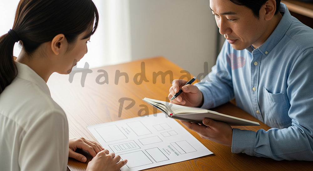 フリー素材 無料 写真|教育費の将来計画を話し合う日本人夫婦(表現1)