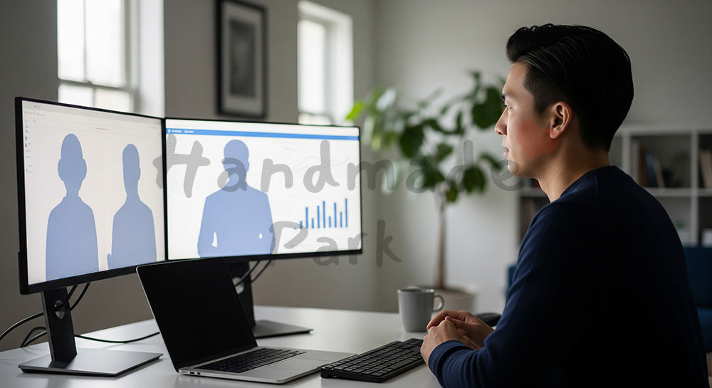 フリー素材 無料 写真|自宅ワークスペースでデュアルモニターを使いオンライン会議に参加する日本人男性 写真背景