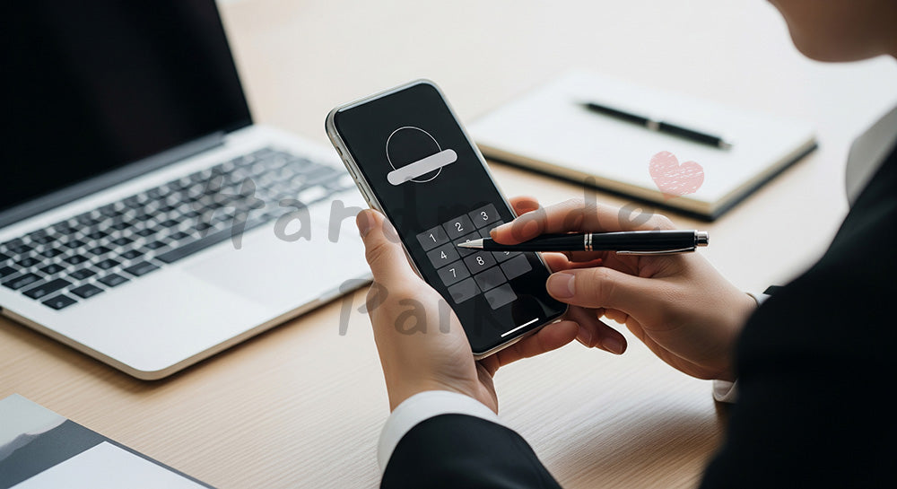 フリー素材 無料 写真|スマートフォンで二段階認証コードを入力する日本人ビジネスパーソンの手元クローズアップ 余白あり