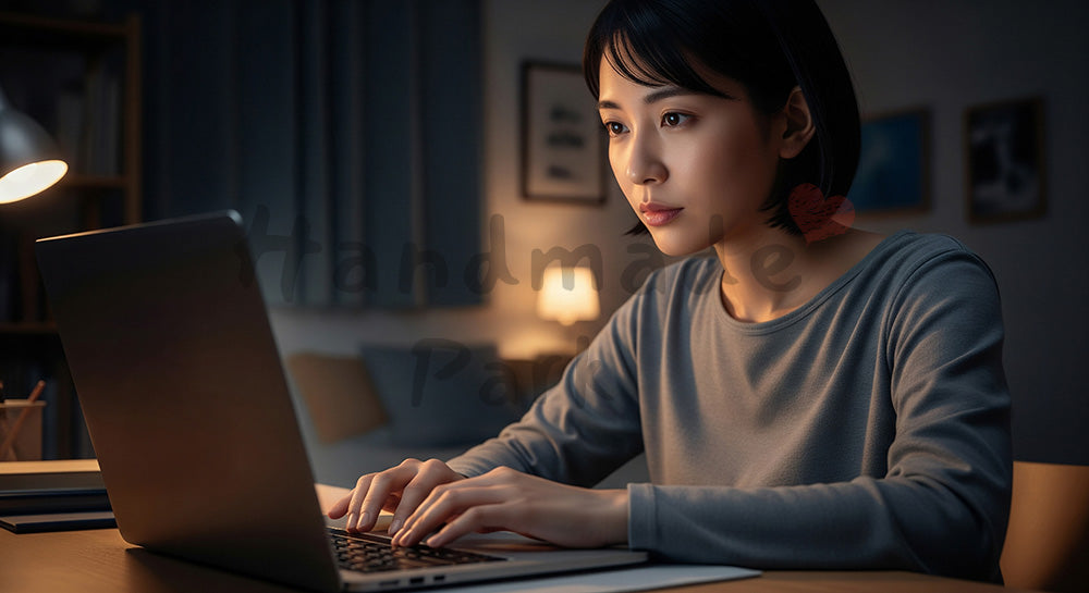 フリー素材 無料 写真|ビデオ通話で遠距離恋愛のパートナーと話す日本人女性