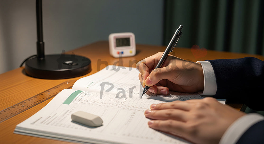 フリー素材 無料 写真|数学ドリルに計算式を書き込む日本人学生の手元クローズアップ