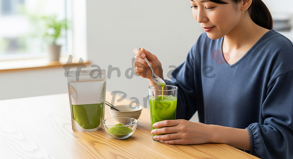 フリー素材 無料 写真|青汁を飲む日本人女性の健康習慣