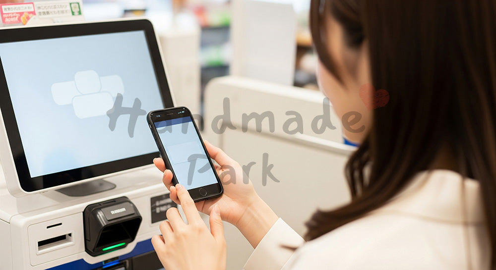 フリー素材 無料 写真|スマホ決済で支払いをする日本人女性のキャッシュレスシーン 背景素材