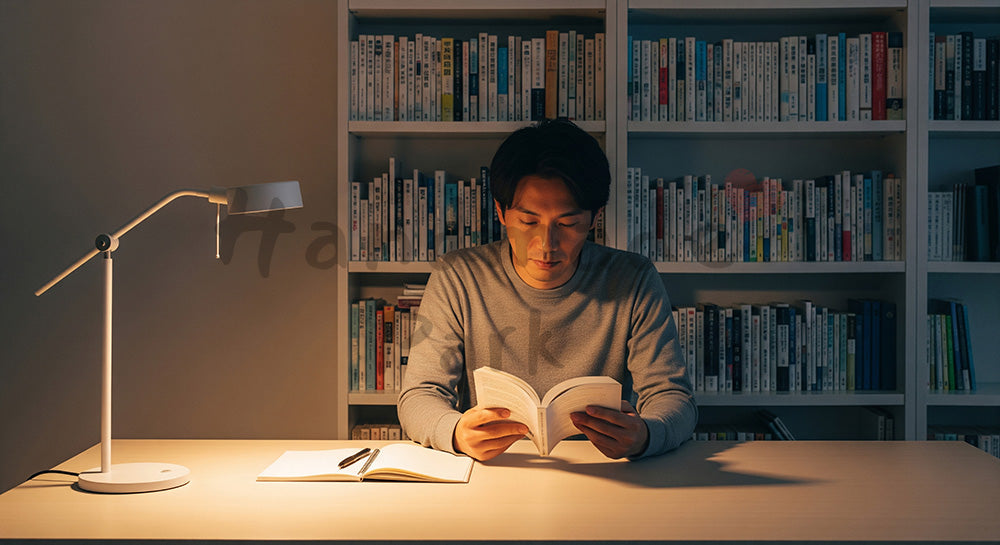 フリー素材 無料 写真|書斎で読書を楽しむ日本人男性の静かな暮らし 写真背景