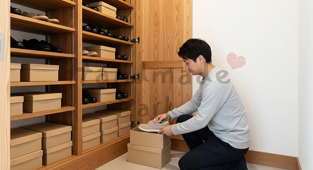 フリー素材 無料 写真|玄関やリビングに季節の飾りを掛ける日本人家族のデコレーションタイム 余白あり