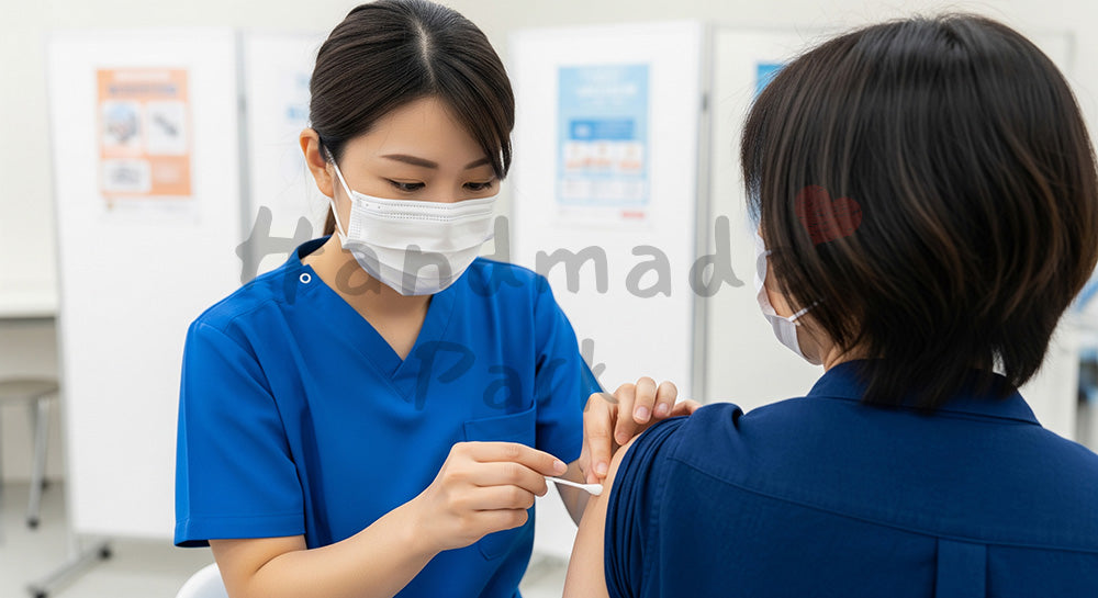 フリー素材 無料 写真|内視鏡検査前にパンフレットで説明を行う日本人看護師と患者