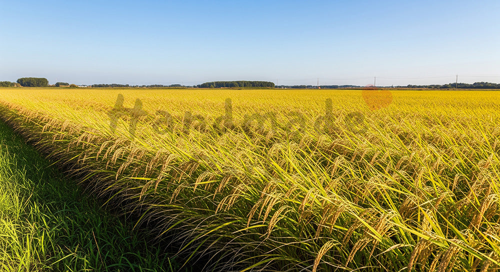 フリー素材 無料 写真|黄金の稲穂が揺れる田園と青空の実りの秋食や暮らしのデザインに使える横長背景写真 デザイナー向け