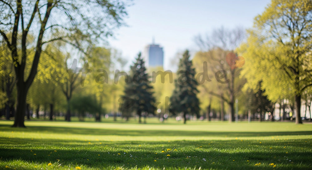 フリー素材 無料 写真|SDGsのグリーンシティを想起する公園の木と芝生背景 スペースあり