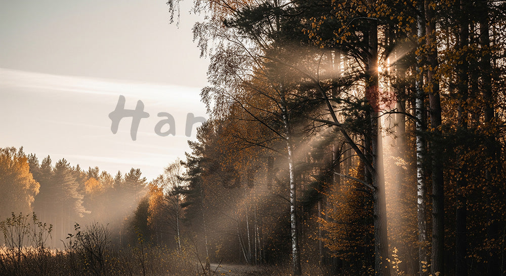 フリー素材 無料 写真|SDGsに合う夕方の森と空のバックグラウンド 暖かいトーンで文字入れ空きスペース