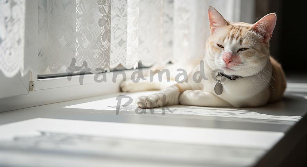 フリー素材 無料 写真|ペットライフスタイルがある窓辺の猫|バナー背景に合わせやすい