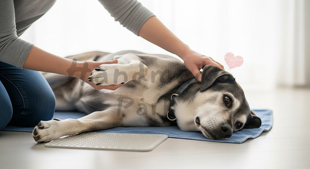 フリー素材 無料 写真|バナー背景に合わせやすいに使えるシニア犬の関節ケアとストレッチ