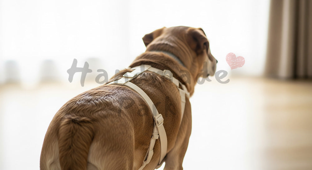 フリー素材 無料 写真|ペットヘルスケアがある介護用ハーネスのシニア犬|サムネイル作成に便利