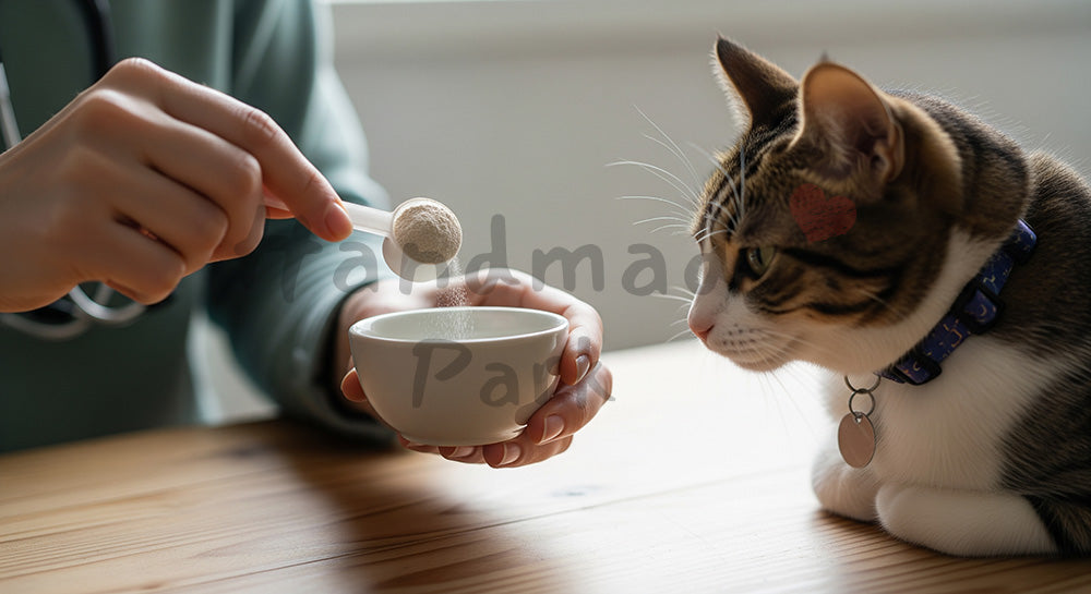 フリー素材 無料 写真|やわらかな自然光の自宅で猫のサプリを準備する手元|明るいトーンで使える