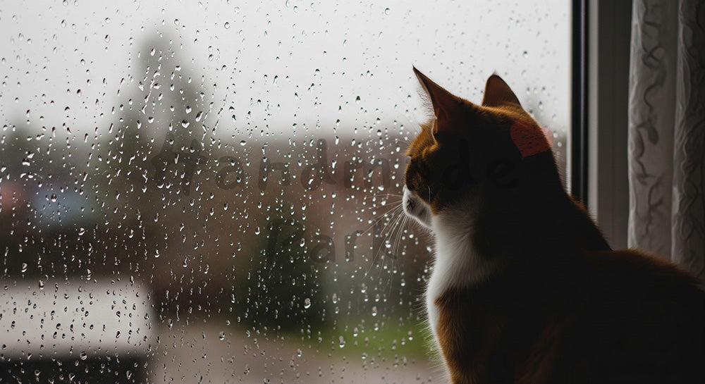 フリー素材 無料 写真|雨の日の窓×猫|清潔感あるビジュアルに