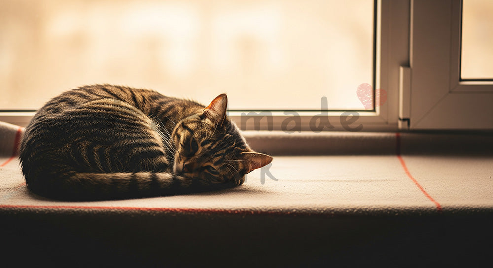 フリー素材 無料 写真|毛布の上で丸くなる猫|資料スライドの背景に便利