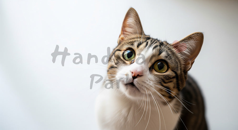 フリー素材 無料 写真|見上げる猫、シンプルな背景として