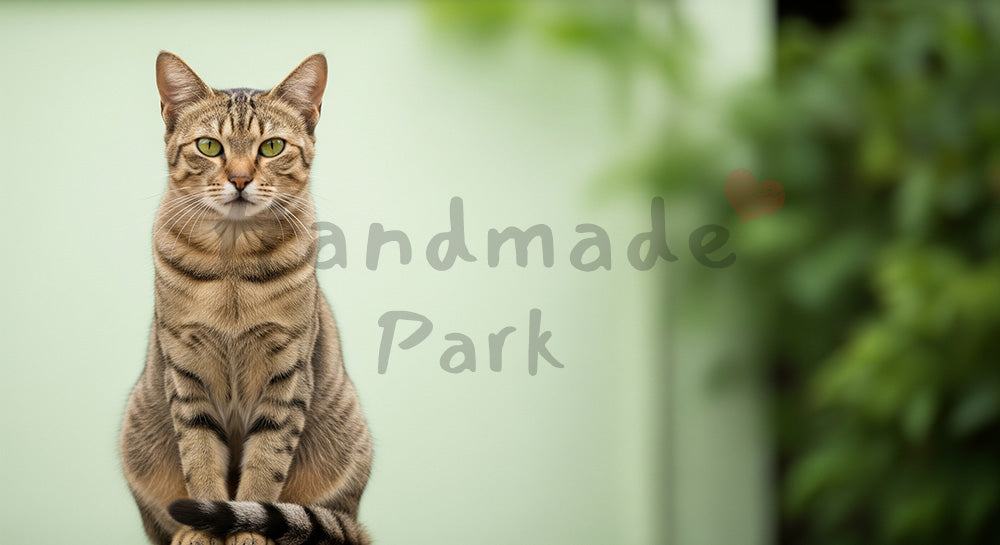 フリー素材 無料 写真|グリーン背景がある淡いグリーン背景×猫|文字入れしやすい余白