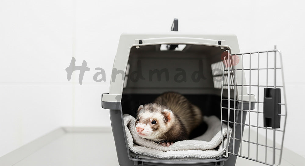フリー素材 無料 写真|やわらかな自然光の動物病院で落ち着くフェレット|サービス紹介ページに使える
