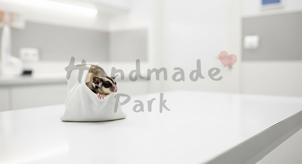 フリー素材 無料 写真|コピースペースを活かせるに使える動物病院で健康チェックを受けるフクロモモンガ