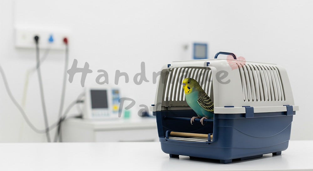 フリー素材 無料 写真|ヘルスケア写真がある動物病院でケアを待つセキセイインコ|サムネイル作成に便利