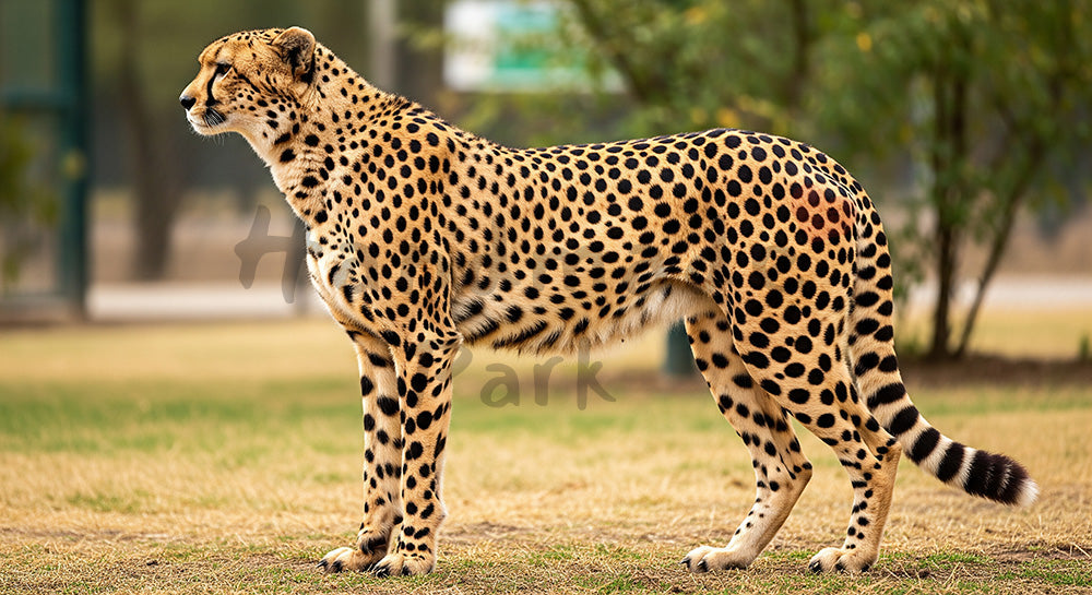 フリー素材 無料 写真|やわらかな自然光の動物園のチーターのしなやかな体つき|チラシ・ポスターにも活躍