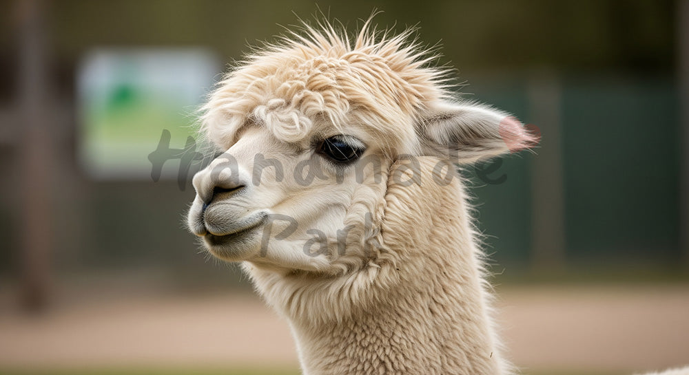 フリー素材 無料 写真|やわらかな自然光の動物園のアルパカのふわふわポートレート|ナチュラルな雰囲気に