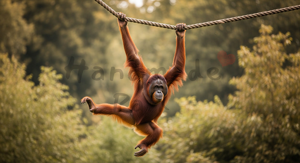 フリー素材 無料 写真|動物園のオランウータンの自然な動きの写真|バナー背景に合わせやすい