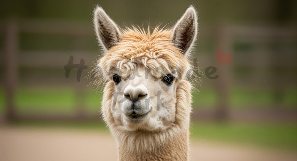 フリー素材 無料 写真|やわらかな自然光の動物園のアルパカのふわふわポートレート|清潔感あるビジュアルに