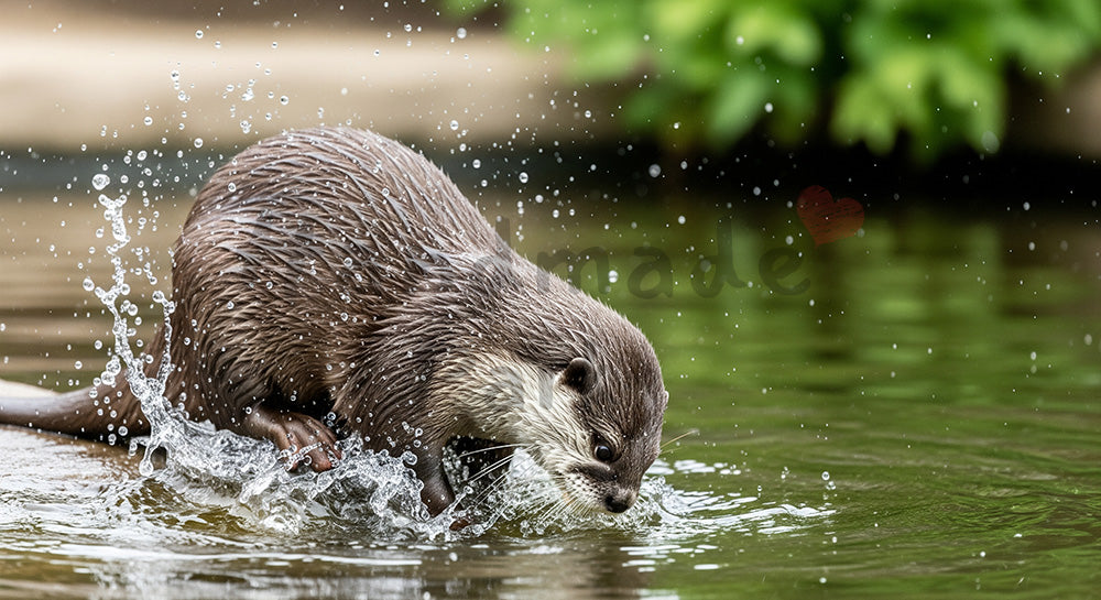 フリー素材 無料 写真|コツメカワウソがある動物園のコツメカワウソが水辺で遊ぶ可愛い写真|サムネイル作成に便利