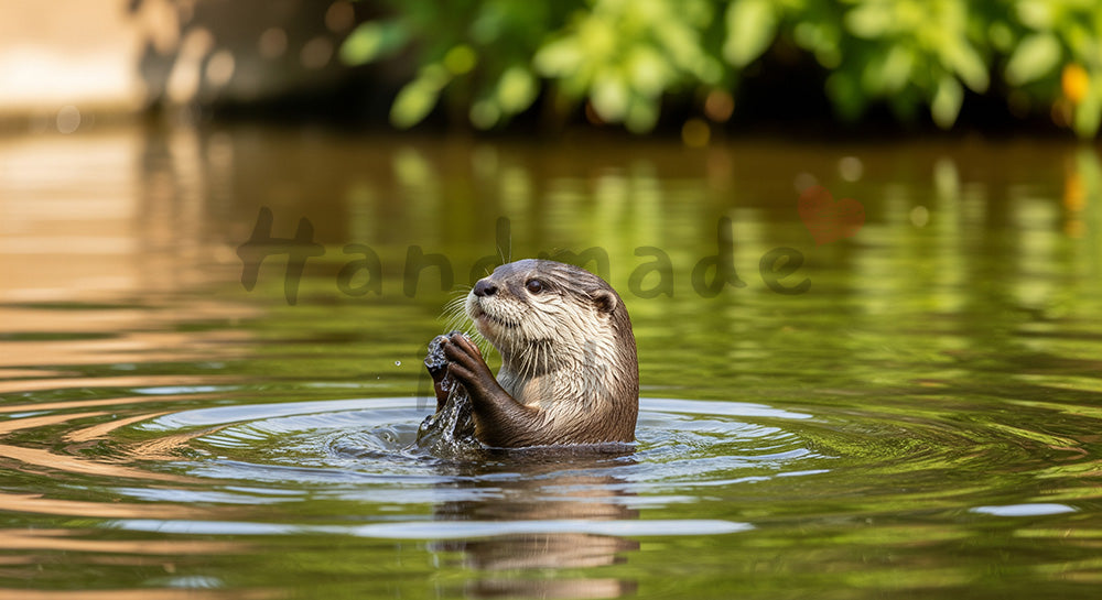 フリー素材 無料 写真|コツメカワウソがある動物園のコツメカワウソが水辺で遊ぶ可愛い写真|シンプルな背景として