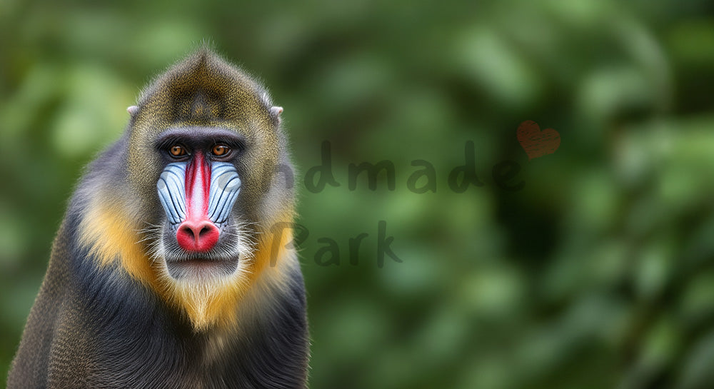 フリー素材 無料 写真|動物園のマンドリルの鮮やかな顔色が映えるポートレート|教育・教材の挿絵に