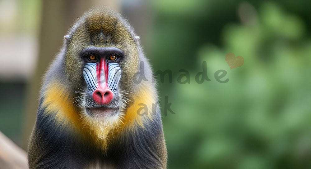 フリー素材 無料 写真|動物園のマンドリルの鮮やかな顔色が映えるポートレートの写真|明るいトーンで使える