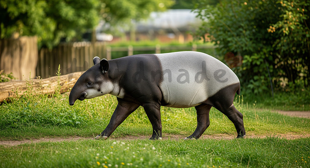 フリー素材 無料 写真|サムネイル作成に便利に使える動物園のマレーバクが歩くユニークな姿