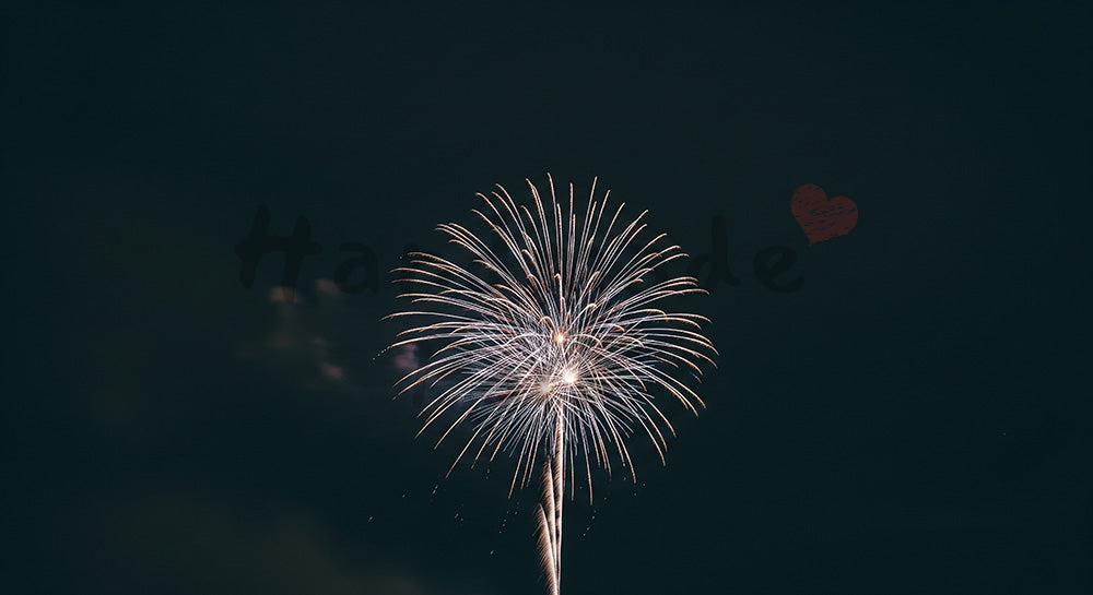 フリー素材 無料 写真|花火と夜空のミニマル背景 左下に余白がある告知向けデザイン素材
