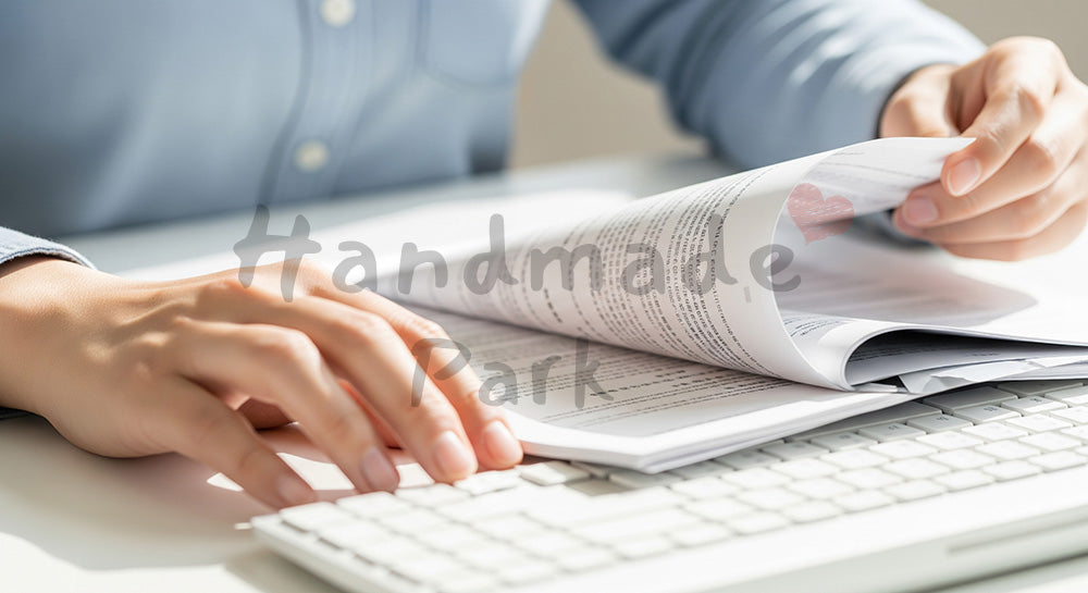 フリー素材 無料 写真|日本人の手元 資料確認とPC作業 余白|SNS投稿・バナー向けイメージ写真