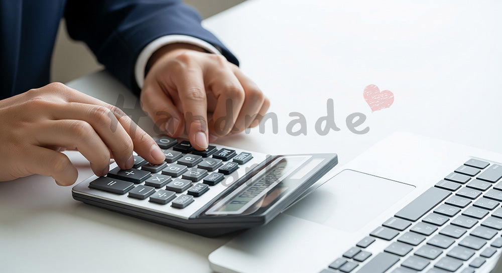 フリー素材 無料 写真|日本人の手元 電卓とPC作業 余白あり|作品紹介・告知に使える写真素材