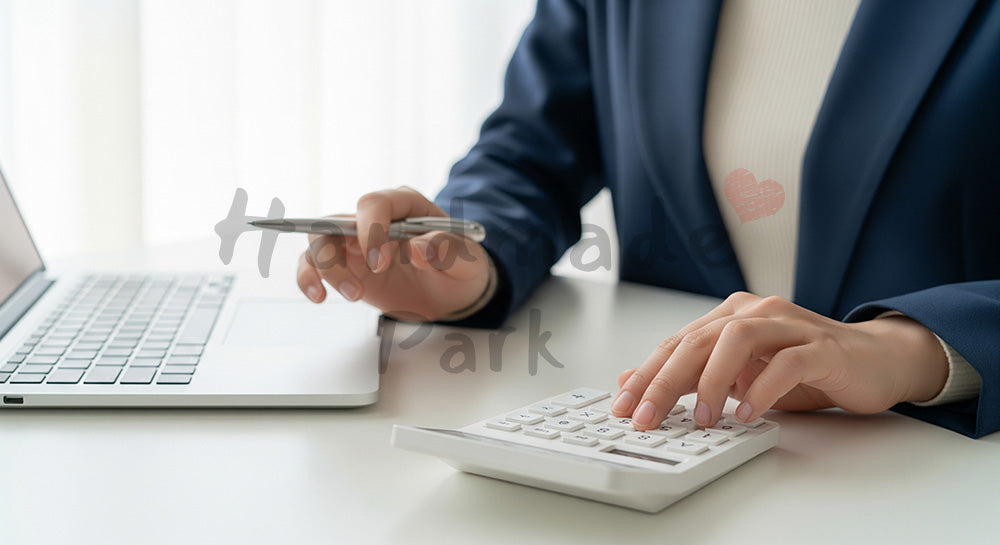 フリー素材 無料 写真|20代日本人女性の手元 電卓とPC作業 見積もり感|ブログやコラムの差し込みに使いやすい