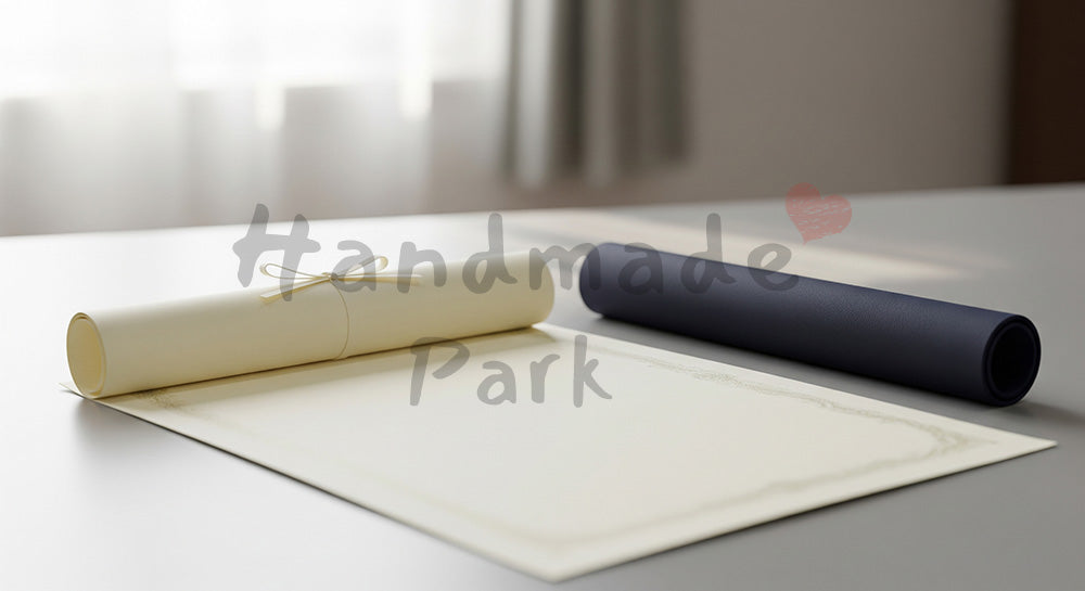 フリー素材 無料 写真|白紙の卒業証書と証書筒 余白ありお知らせ用素材|文字入れしやすい余白あり