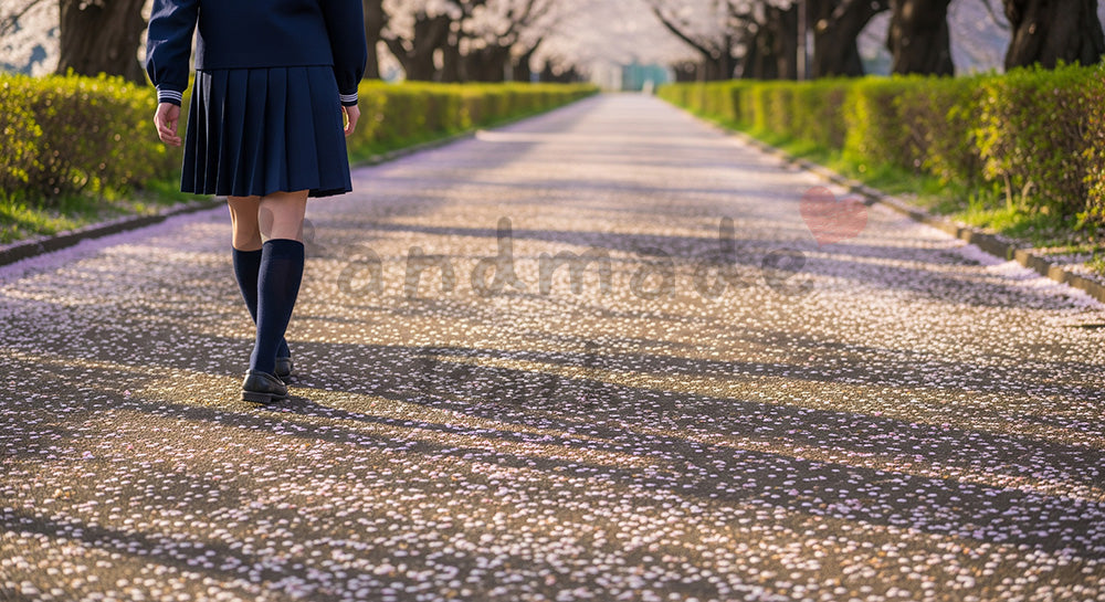 フリー素材 無料 写真|桜並木の足元と影 顔なし卒業の思い出|LP・バナーに使える素材