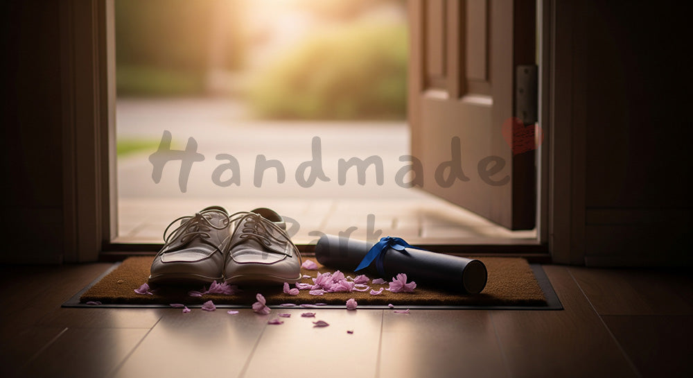 フリー素材 無料 写真|卒業式当日の朝 ローファーと桜の花びら|告知画像に合わせやすい