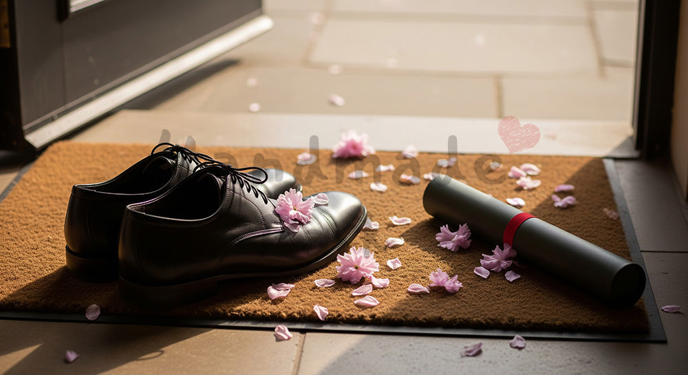 フリー素材 無料 写真|卒業式当日の朝 ローファーと桜の花びら|特集ページの見出しに便利