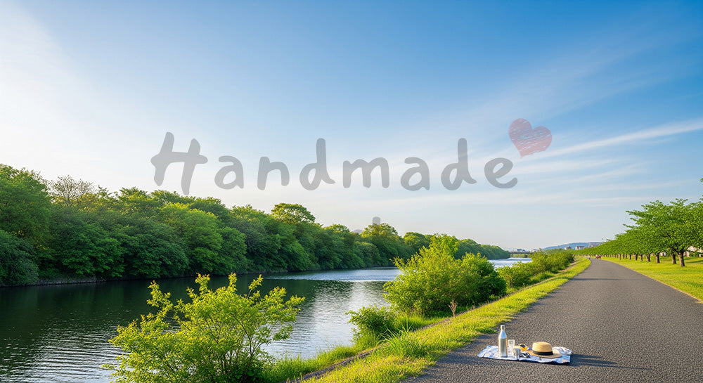 フリー素材 無料 写真|GW川沿い散歩 新緑と青空のアイキャッチ|SNS投稿のアイキャッチ向け