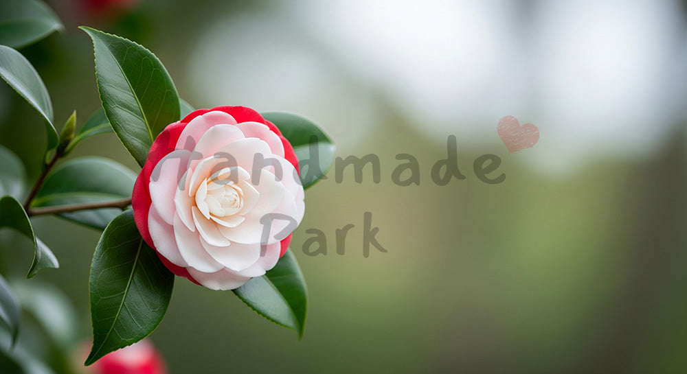 フリー素材 無料 写真|ツバキの花上品な和の庭木背景|商品ページに使えるナチュラルな画像