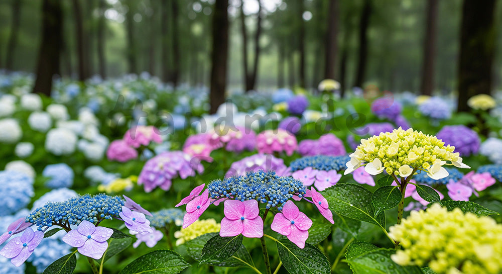 フリー素材 無料 写真|梅雨の庭木立と季節感の余白背景|商品ページに使えるナチュラルな画像